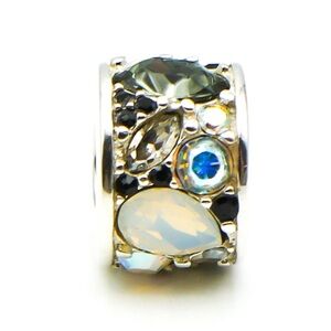Chamilia Black, White Mosaic Crystal Sterling Silver Charm 925